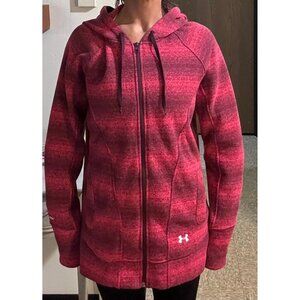 Under Armour Womens Full Zip Hooded Thick Magenta Fleece XL